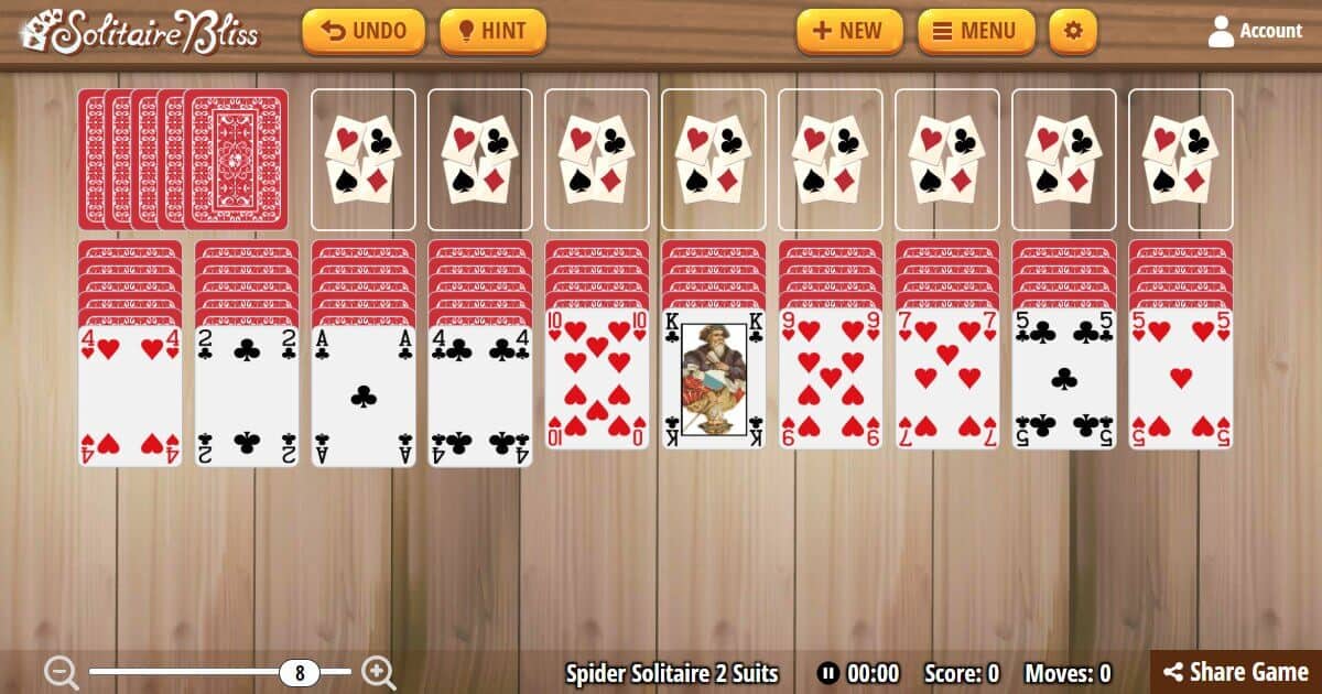 play 2 suit spider solitaire free